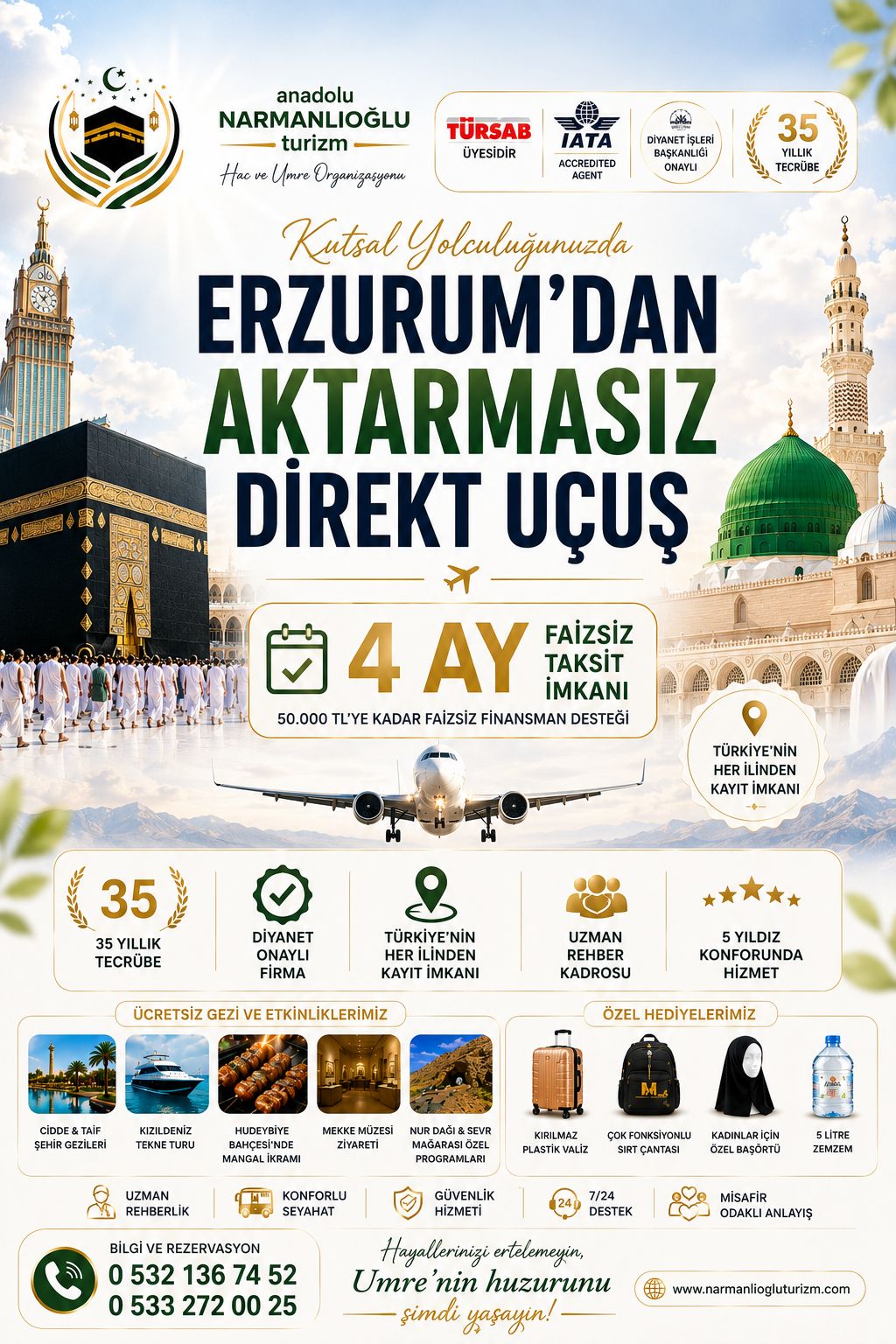 Erzurum’dan aktarmasız direkt uçuş